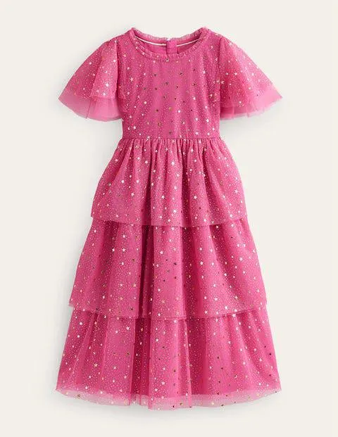 Robe de fête en tulle à étoiles métallisées