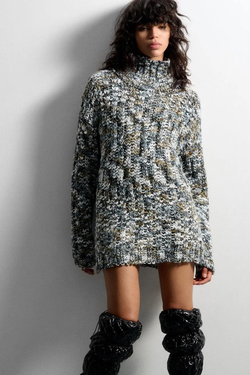 Pull à col roulé en maille chinée PENCURL YARN