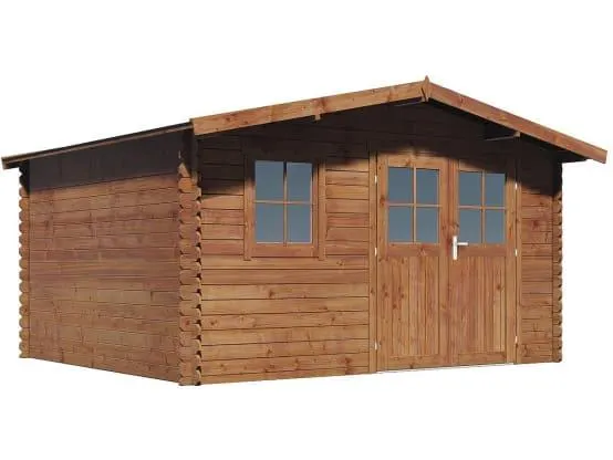 Abri De Jardin En Bois Traité Marron Autoclave "valmont" - 14 M² -28 Mm -habitat Et Jardin