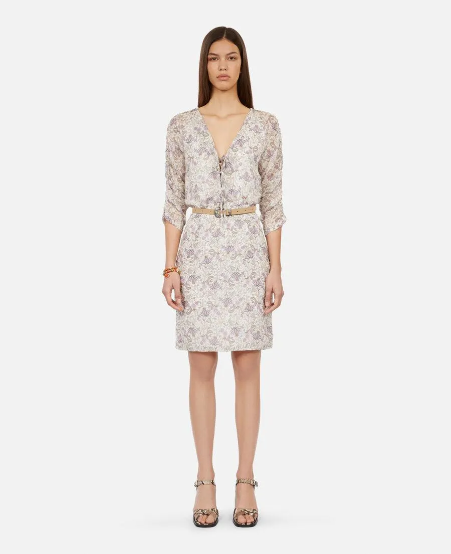 Robe courte fleurie avec laçage