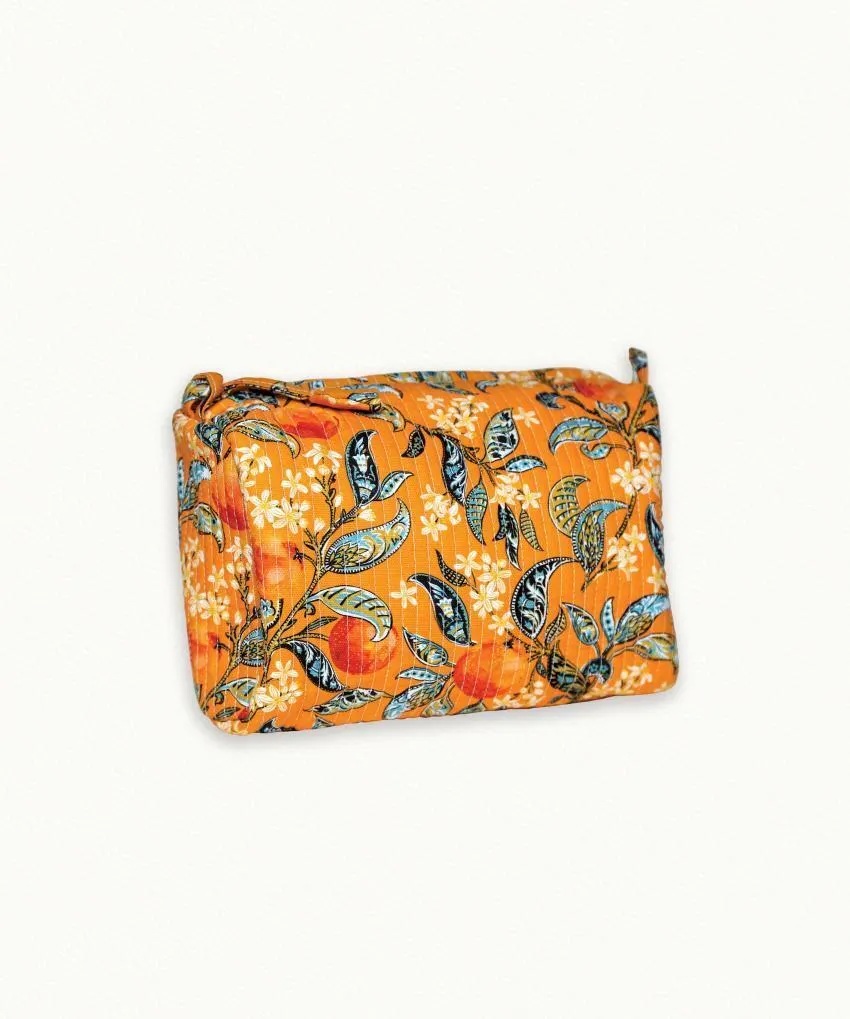 Trousse de toilette en coton imprimé Fleur d'Oranger