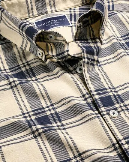 Button-Down Collar Non-Iron Twill Large Check Shirt - Cream