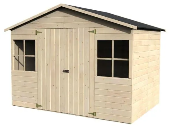 ABRI DE JARDIN BOIS LOPUM - 4,86 m² - Ep : 12 mm - 2,70x1,80 - couleur naturel - Décor et Jardin