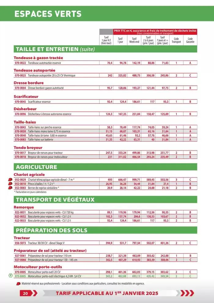Tarifs particuliers du 3 janvier au 31 décembre 2025 - Catalogue page 22