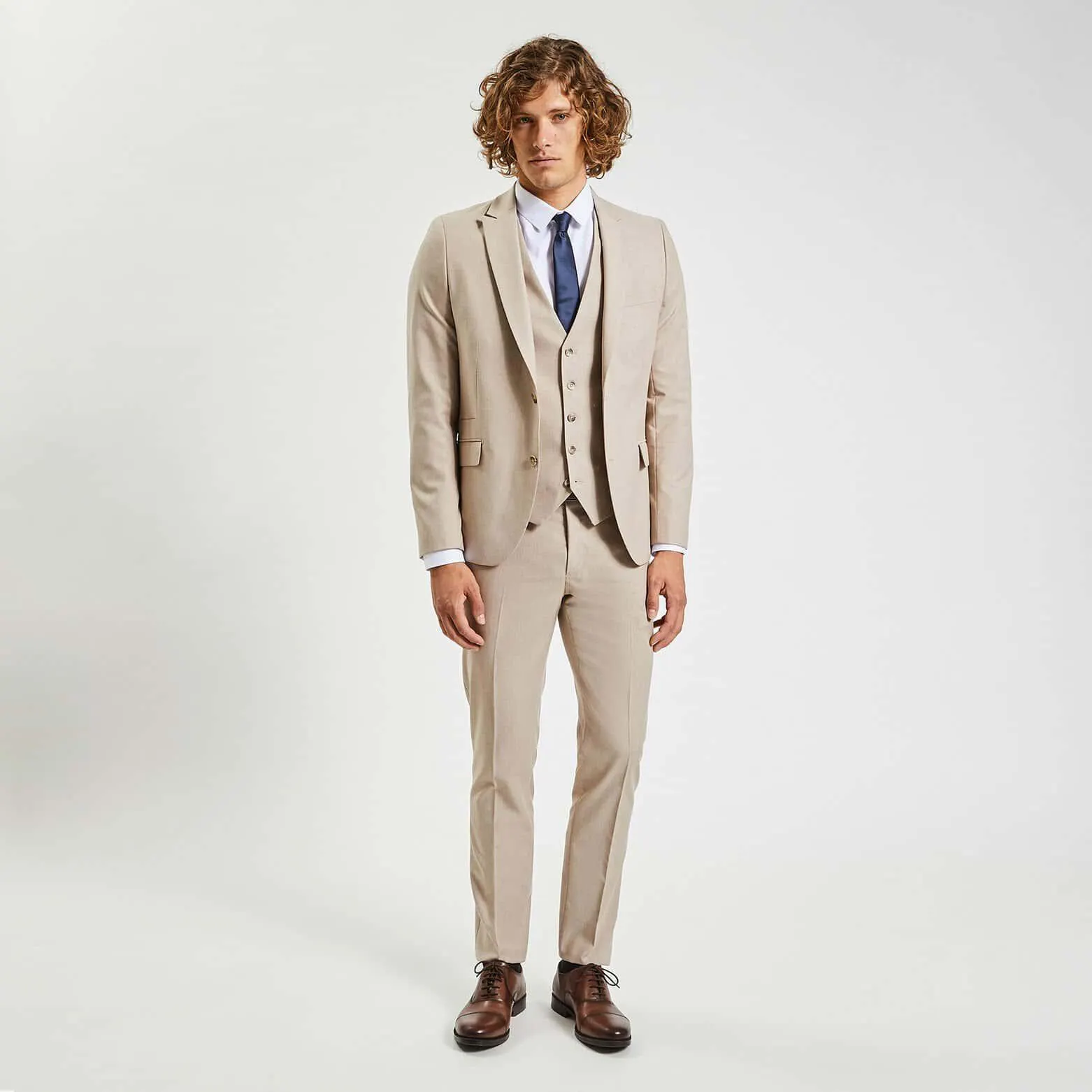 Costume 2 pièces slim bi-ton - Beige