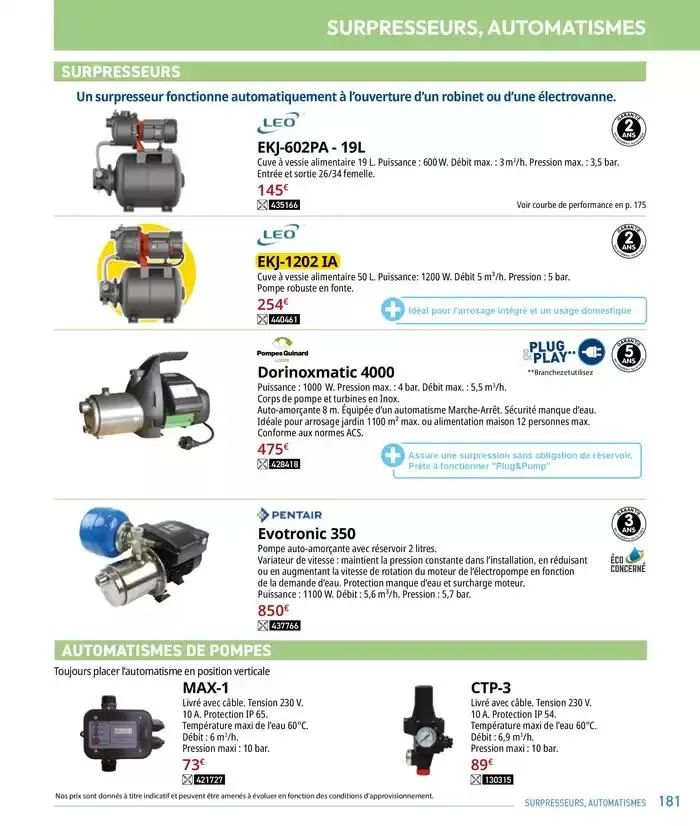 Les plaisir de l'eau Piscine,Spa,Arrosage du 10 mars au 31 décembre 2025 - Catalogue page 181