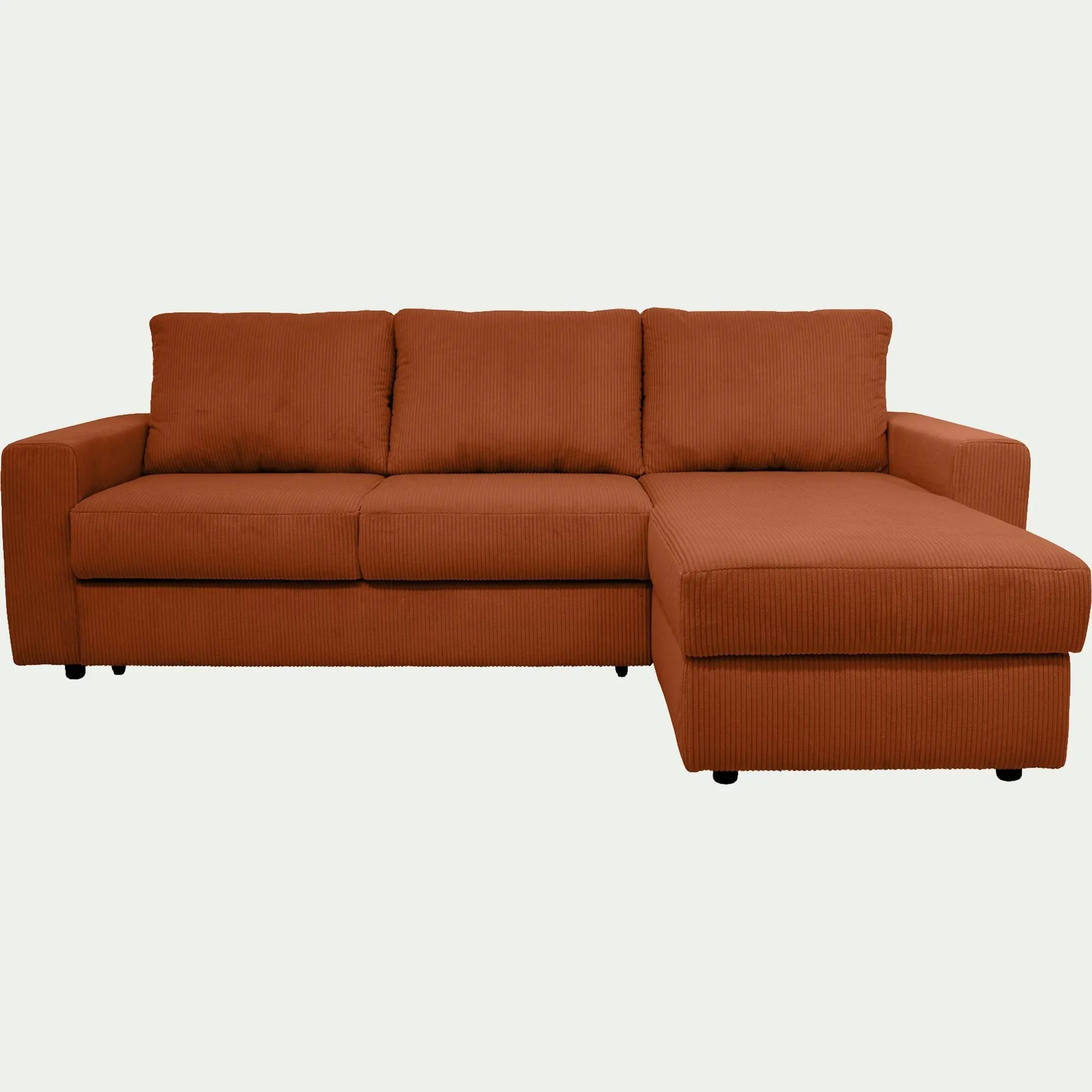 Canapé d'angle réversible convertible en velours côtelé - brun rustrel