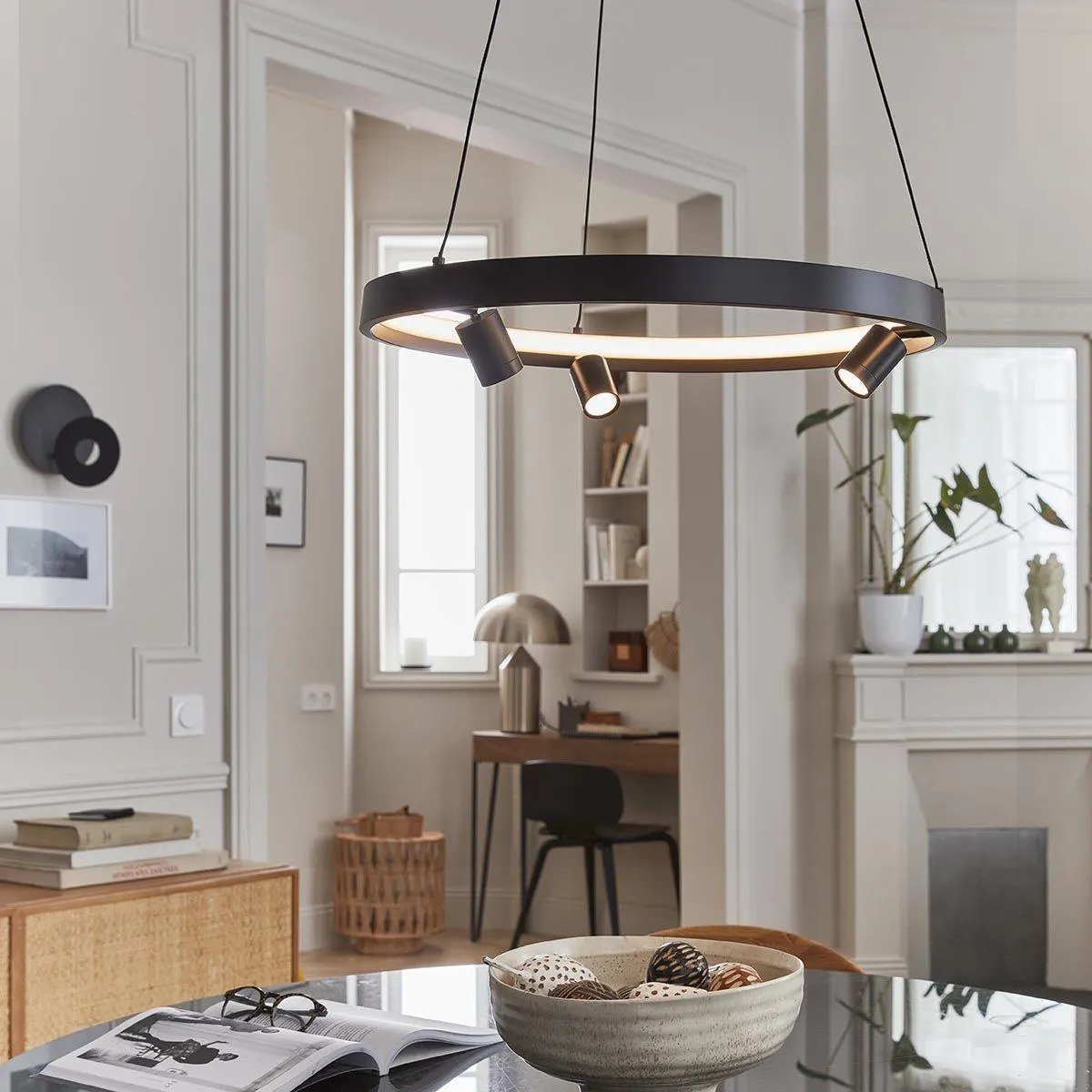 Suspension LED FEEL en métal noir