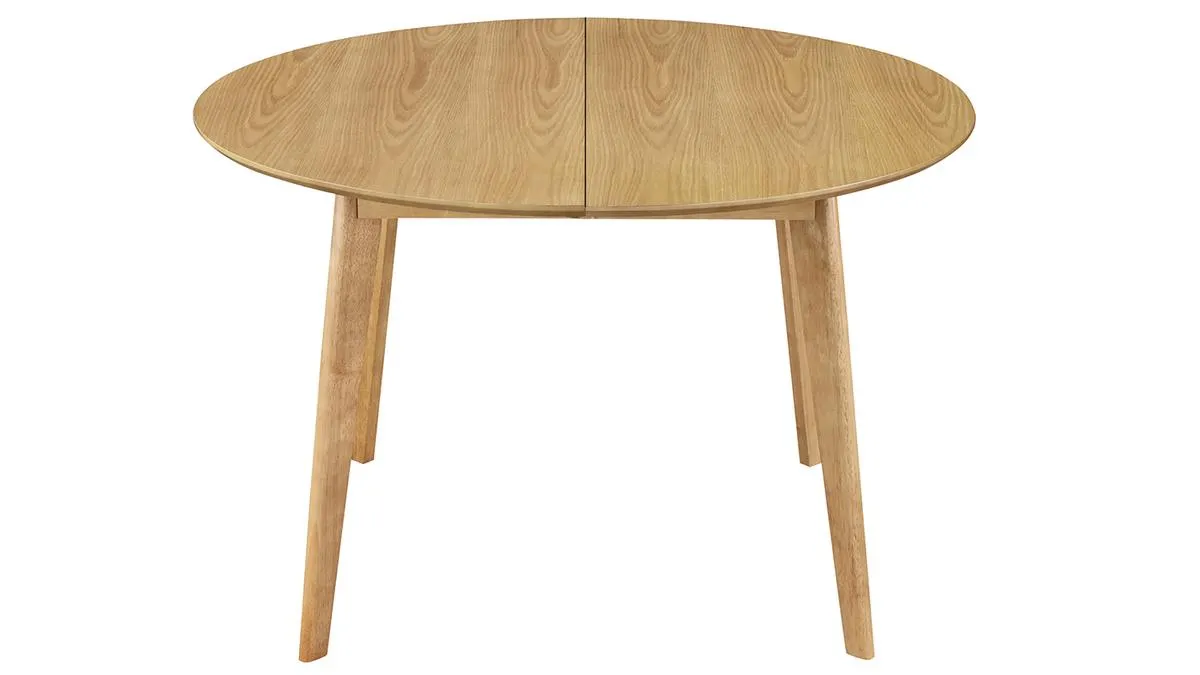Table à manger ronde extensible finition chêne L120-150 cm LEENA
