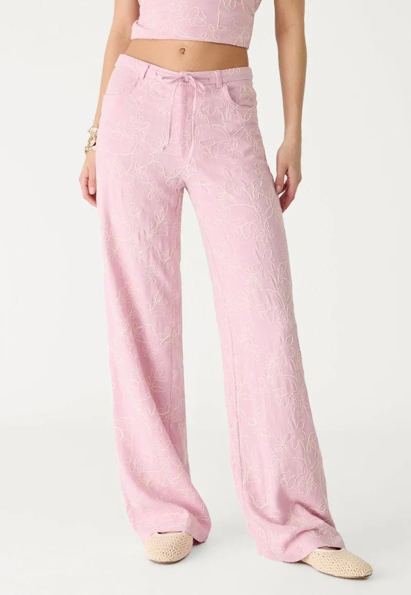 EMBROIDERED - Pantalon classique - light pink