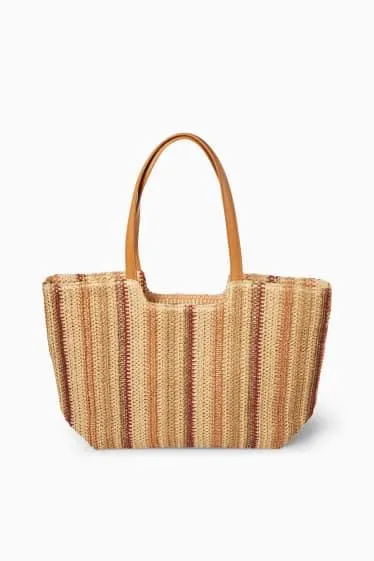 Large straw shopper - striped