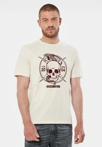 T-shirt beige homme 100% coton