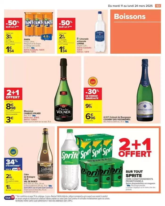 LES JOURS MEILLEURS AVEC LES PRODUITS CARREFOUR du 11 mars au 24 mars 2025 - Catalogue page 55