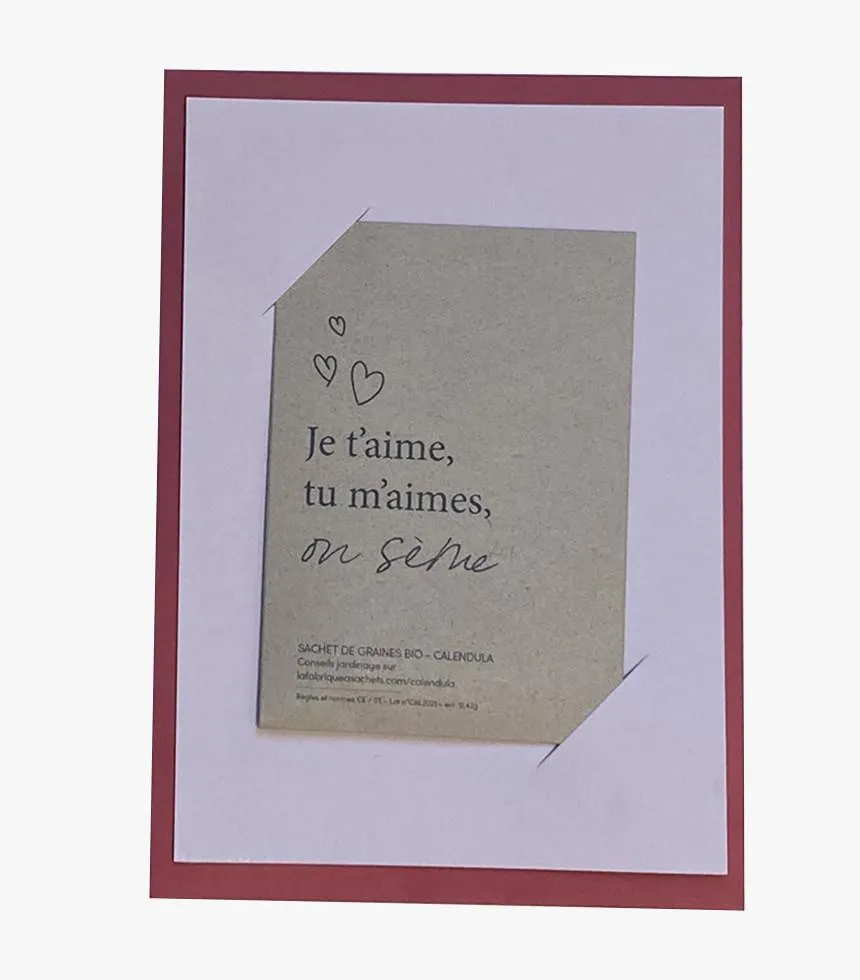 Carte "je t'aime on sème" à planter