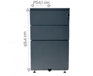 Caisson bout de bureau - 3 tiroirs - P54 cm - Anthracite