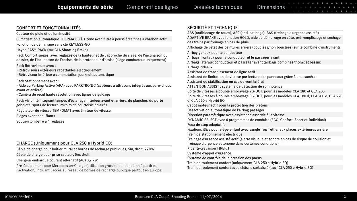 Mercedes Benz CLA Coupé et Shooting Brake du 9 septembre au 31 août 2025 - Catalogue page 3