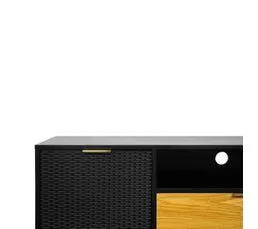 Meuble TV L.110cm KASSY noir et imitation chêne