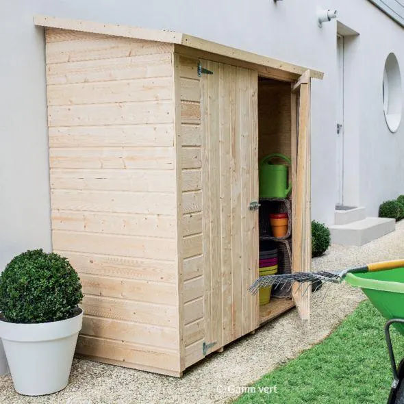 Armoire de jardin adossée bois avec plancher L170 H180 cm