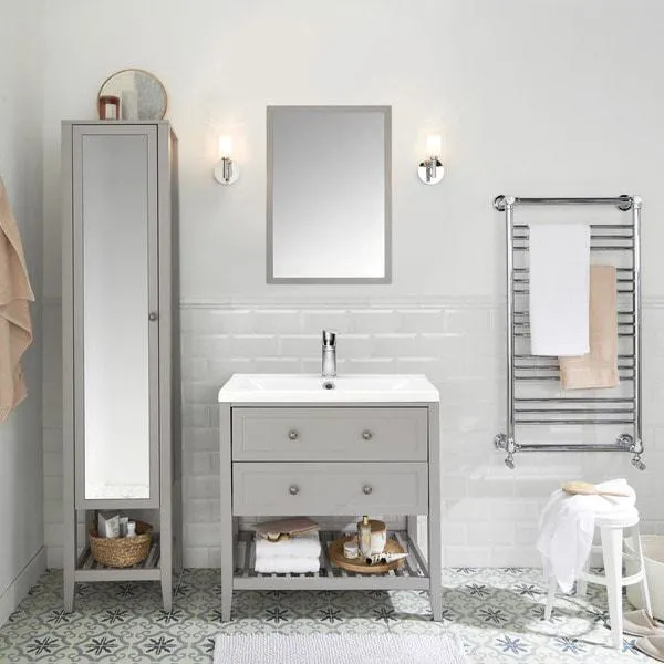 Meuble de salle de bains à poser gris L.60 cm "Perma" + Plan vasque "Nira"