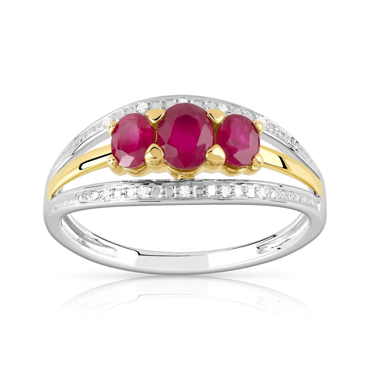 Bague 2 ors 375 rubis et diamants