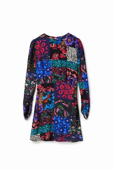 Robe courte découpe patchwork