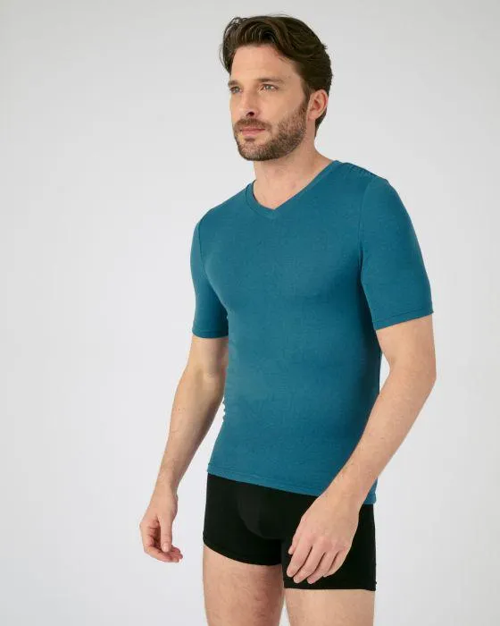 T-shirt col V manches courtes fine côte Thermolactyl Sensitive