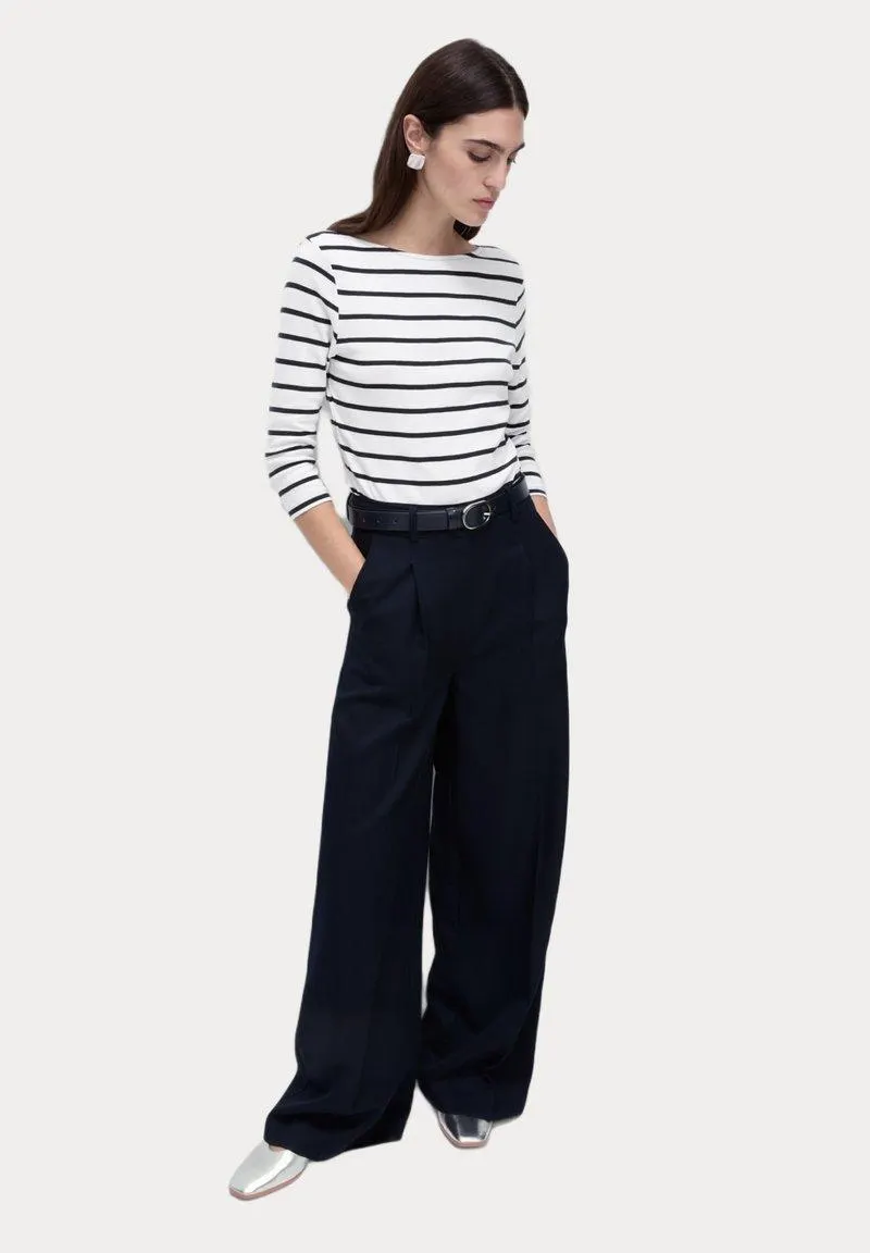 STRIPED SLASH NECK - T-shirt à manches longues - white mix