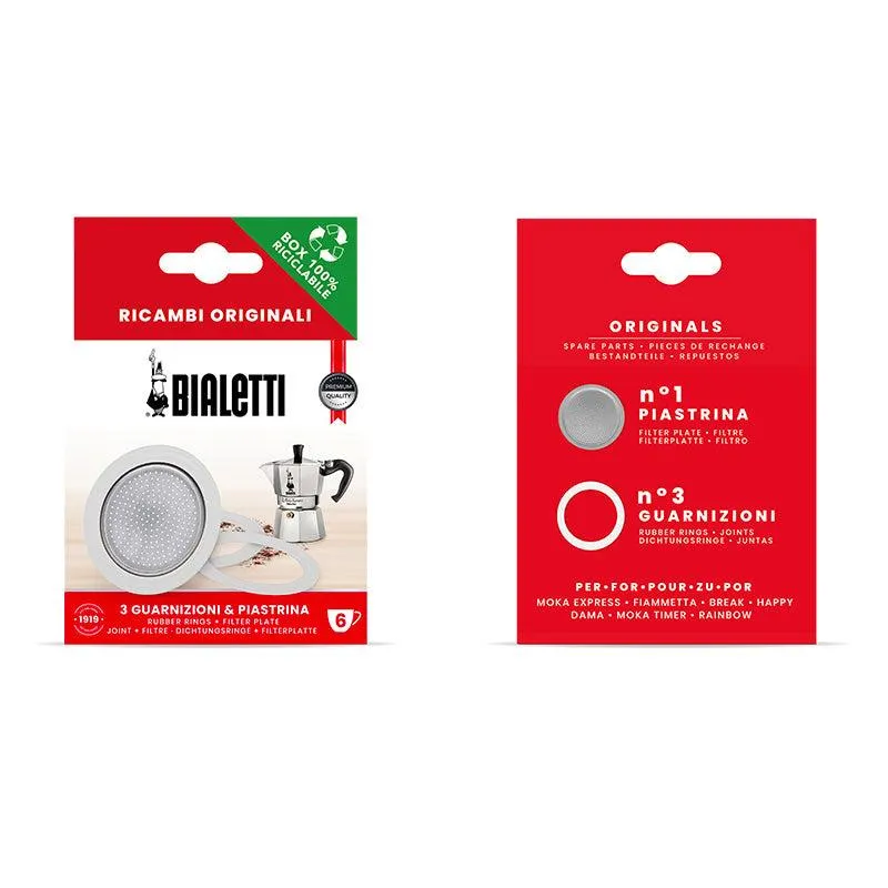 Set de 3 joints et 1 filtre 6 tasses Moka Bialetti