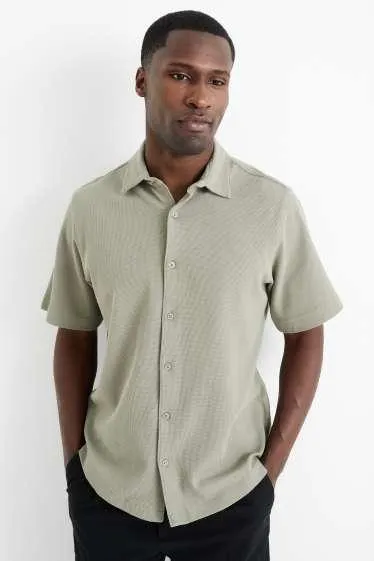 Shirt - regular fit - kent collar - textured