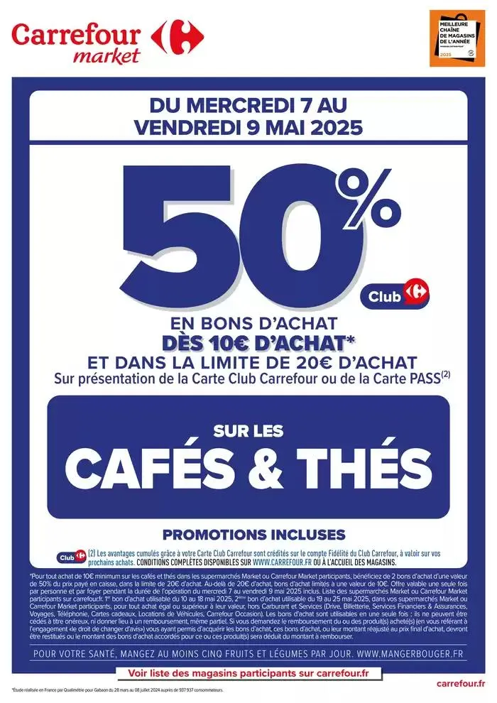 OPERATION BONS D'ACHAT SUR LES CAFES ET THES du 7 mai au 9 mai 2025 - Catalogue page 1