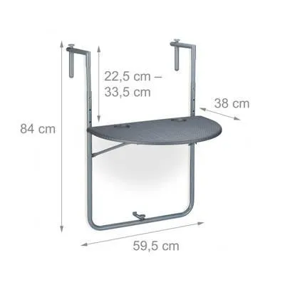 Table de balcon suspendue rabattable