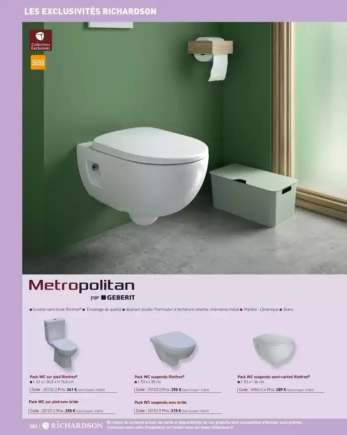 SALLE DE DE BAINS ET CARRELAGE 2025 du 11 avril au 31 décembre 2025 - Catalogue page 284