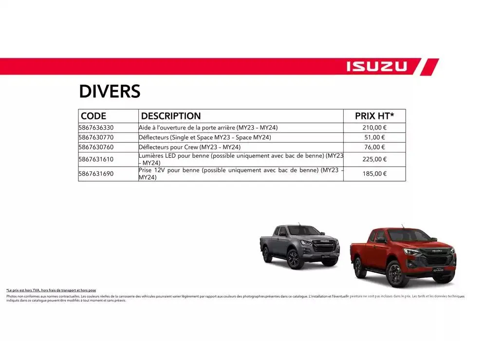 ISUZU SPACE N60B Accessoires du 15 octobre au 15 octobre 2025 - Catalogue page 78