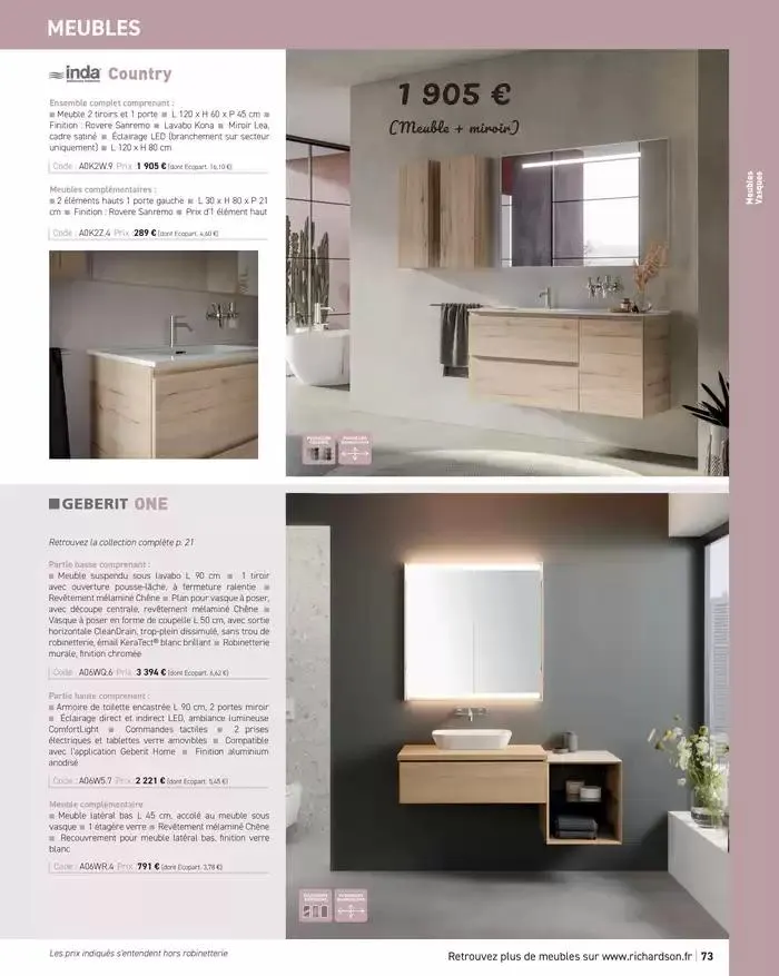 SALLE DE DE BAINS ET CARRELAGE 2025 du 11 avril au 31 décembre 2025 - Catalogue page 75