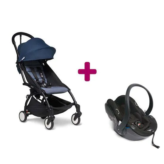 Pack poussette chassis YOYO² chassis noir + coque yoyo + pack 6+ bleu Air France de BABYZEN