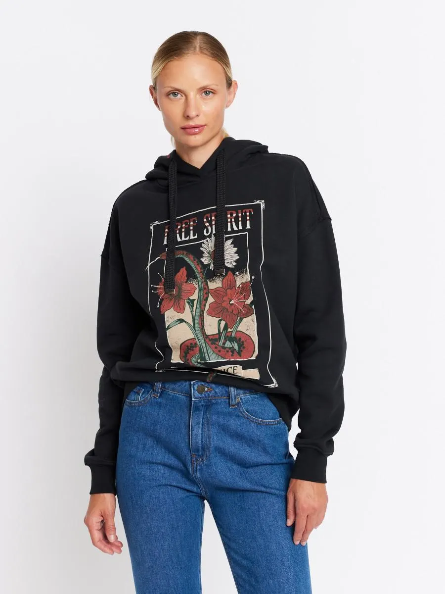 DARIA | Sweat artwork à capuche gris