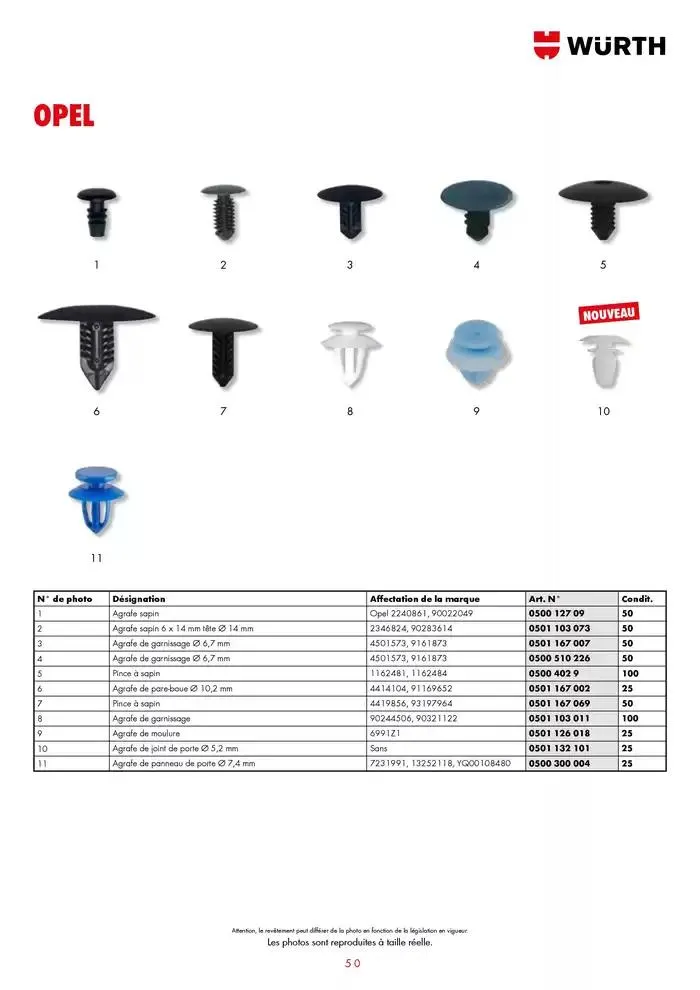 Agrafes de carrosserie du 21 janvier au 31 décembre 2025 - Catalogue page 50