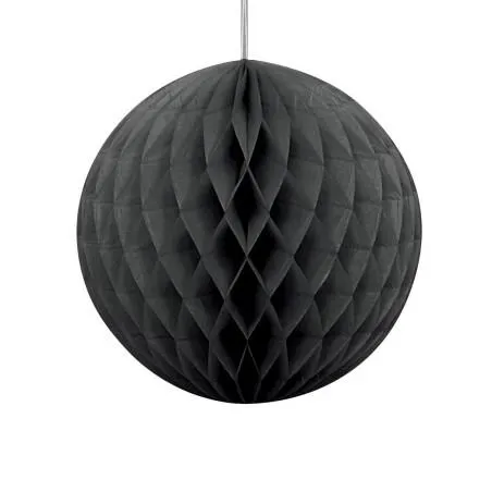 Boule en papier alvéolé noir 20 cm