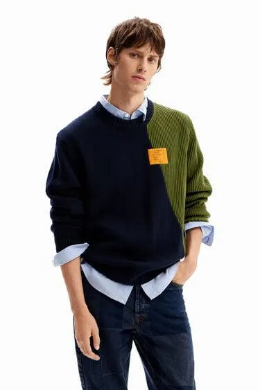 Pull combiné bicolore