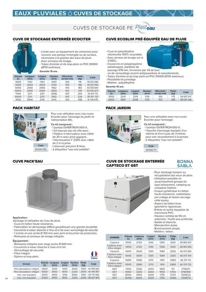 ASSAINISSEMENT NON COLLECTIF ET GESTION DES EAUX PLUVIALES du 4 mars au 31 décembre 2025 - Catalogue page 64