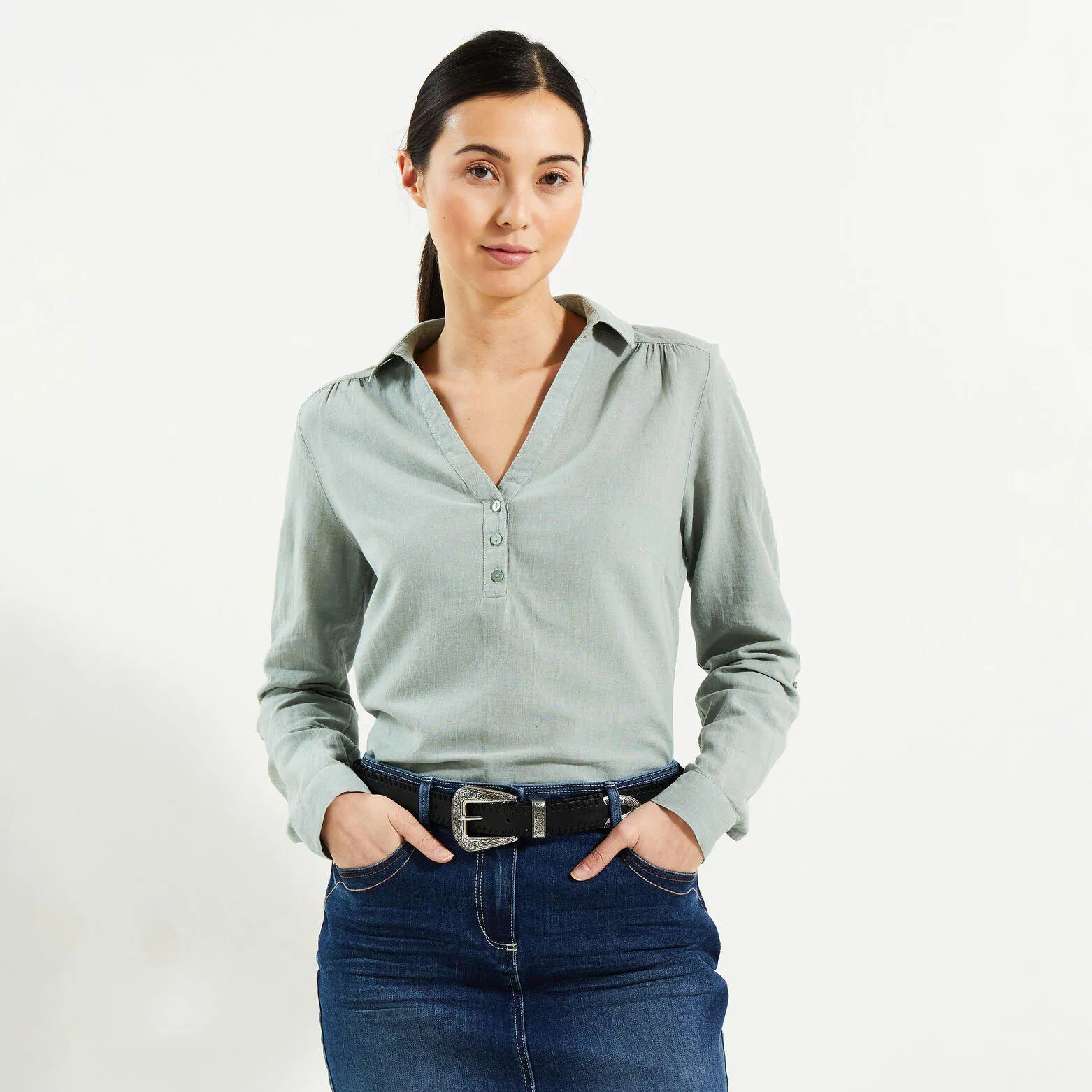 Blouse en coton et lin femme