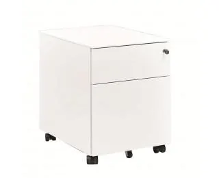 Caisson mobile - 2 tiroirs en métal - SUNDAY - Blanc/Merisier/Chêne