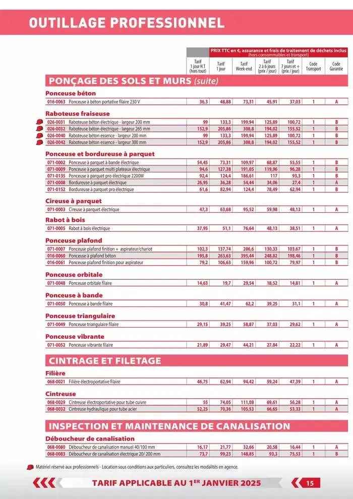 Tarifs particuliers du 3 janvier au 31 décembre 2025 - Catalogue page 17