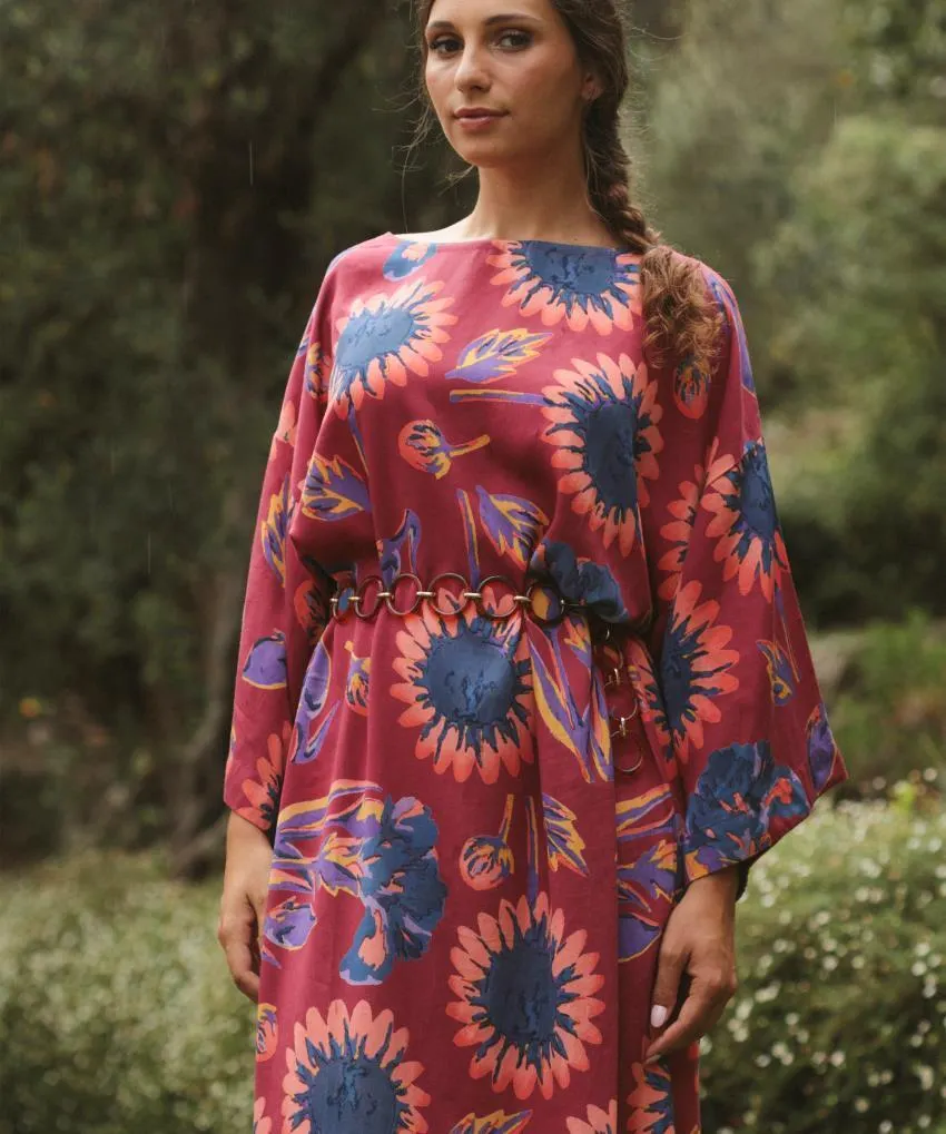 Robe longue Paco imprimé Tournesol