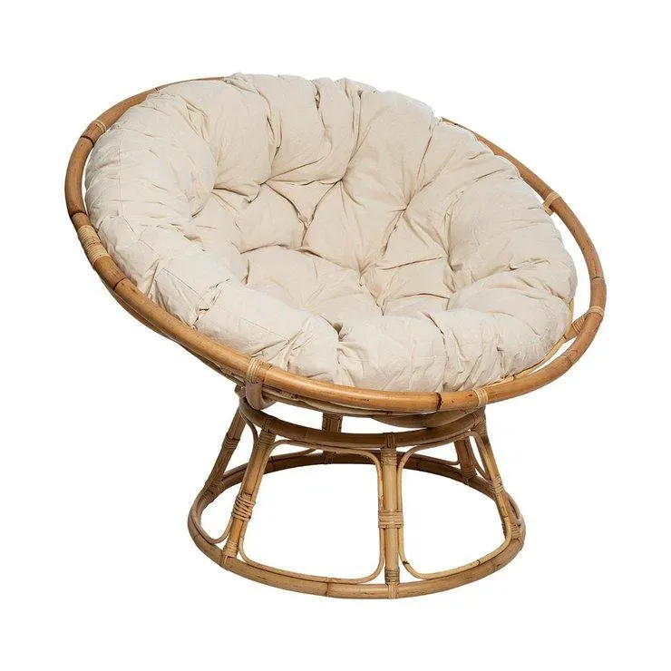 FAUTEUIL PAPASAN ROTIN SERAM BLANC