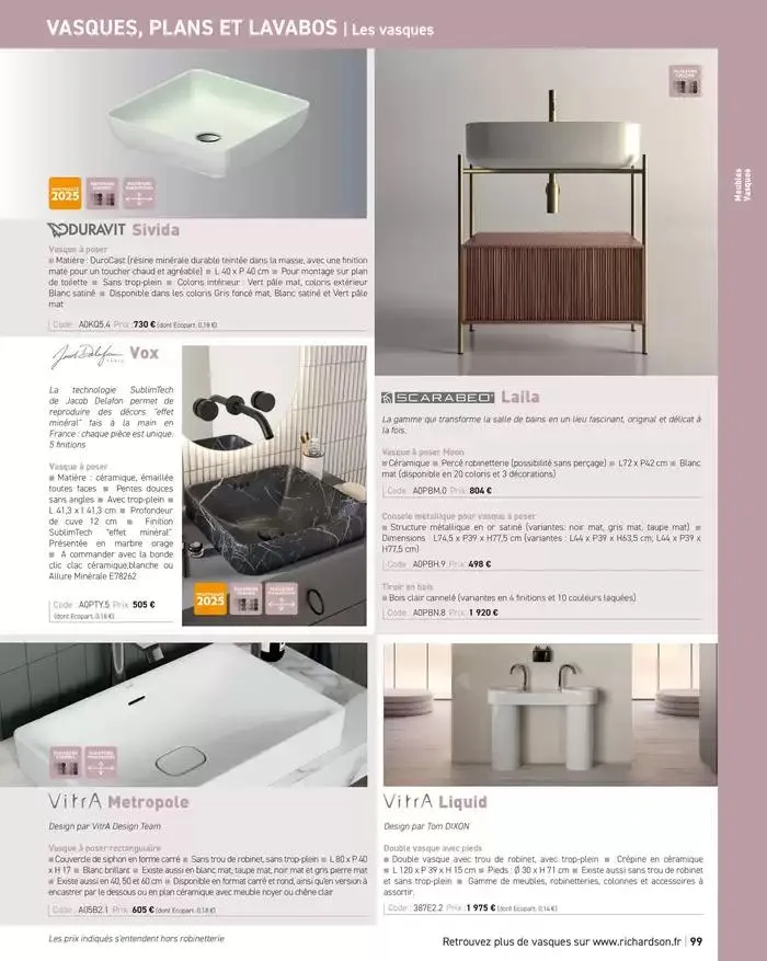 SALLE DE DE BAINS ET CARRELAGE 2025 du 11 avril au 31 décembre 2025 - Catalogue page 101