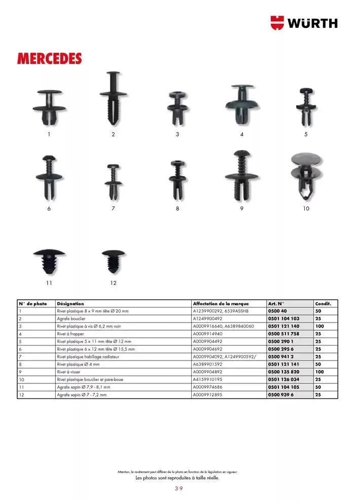 Agrafes de carrosserie du 21 janvier au 31 décembre 2025 - Catalogue page 39