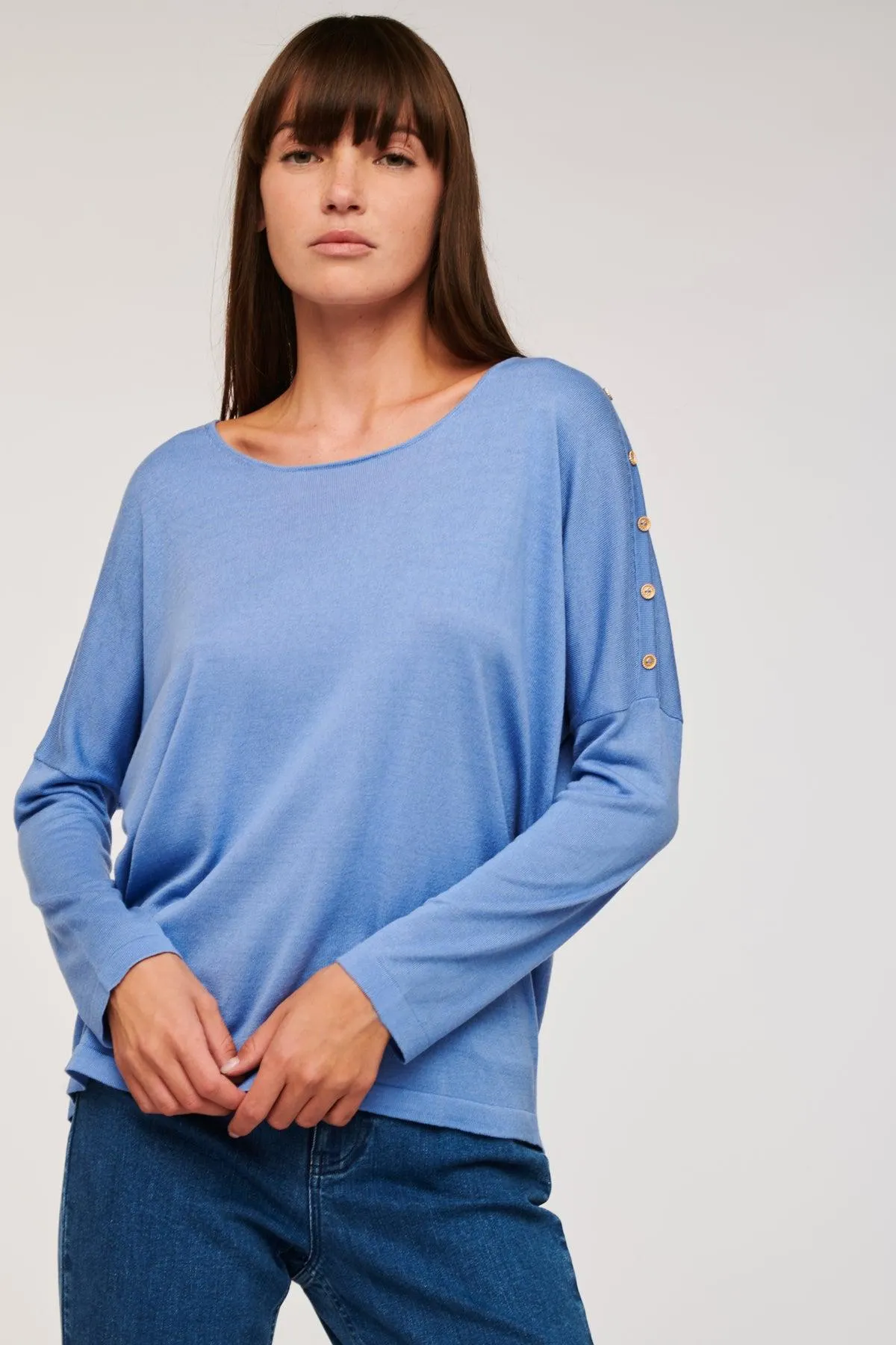 Pull col bateau en soie et cachemire