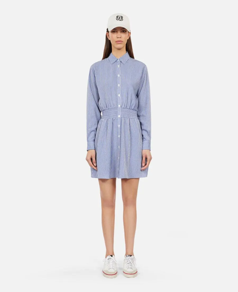 Robe chemise courte à rayures