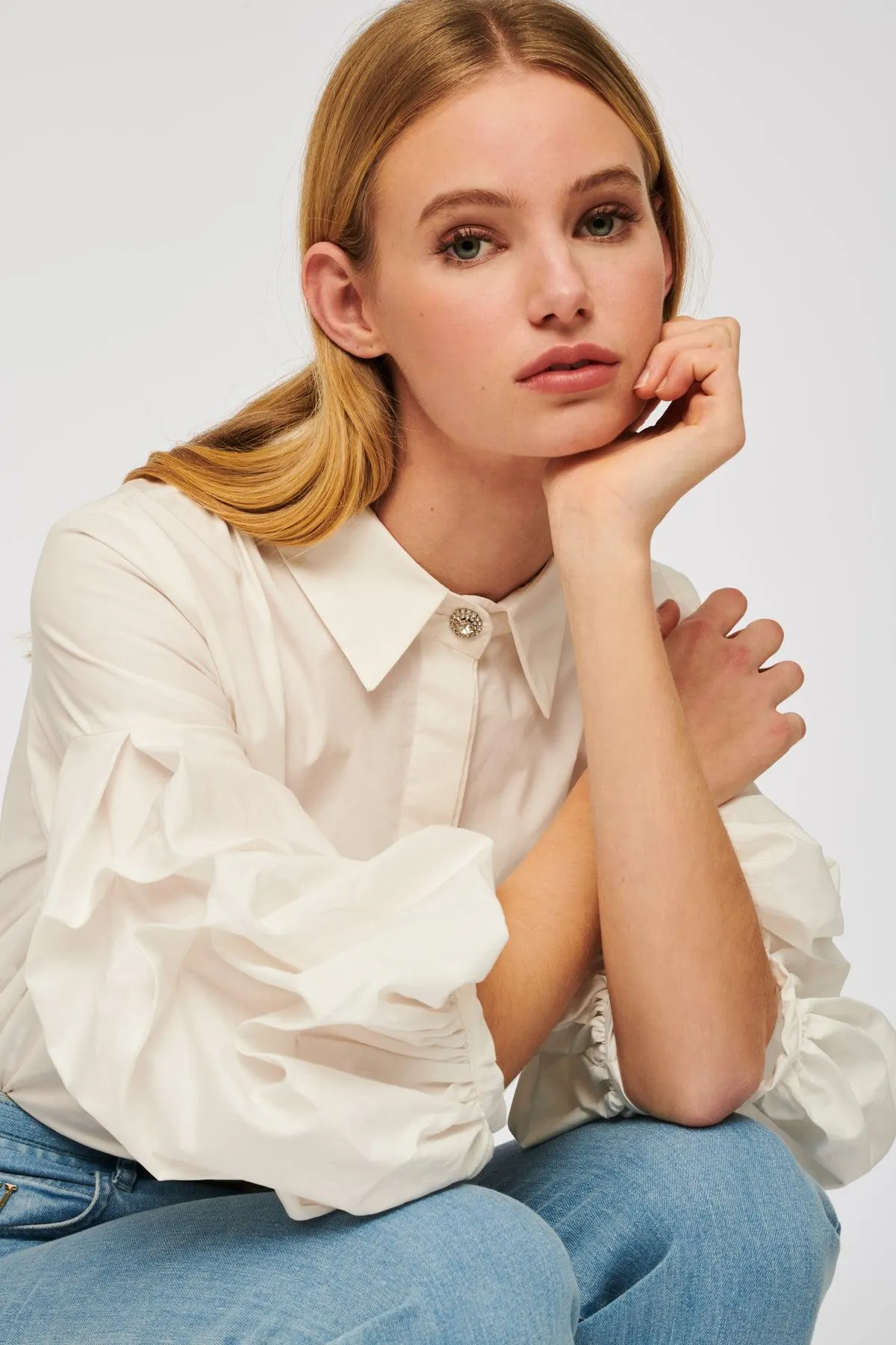 Chemise en popeline manches 3/4